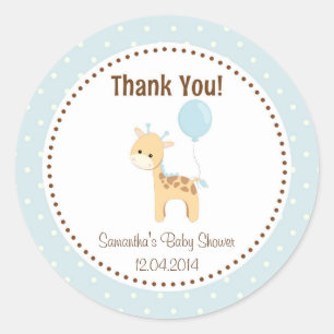 Bébé Giraffe Baby shower Sticker bleu