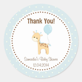Bébé Giraffe Baby shower Sticker bleu