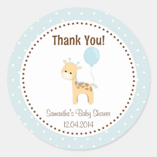 Bébé Giraffe Baby shower Sticker bleu (Devant)