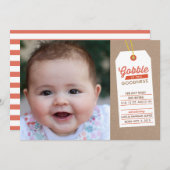 Bébé Gobble en haut Thanksgiving Faire-part de nai (Devant / Derrière)