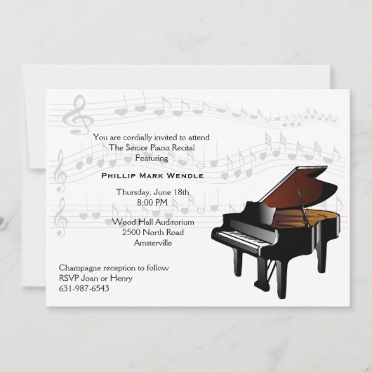 Bébé Grand Piano Invitation (Devant)