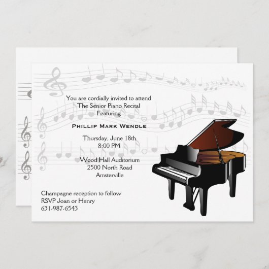 Bébé Grand Piano Invitation (Devant / Derrière)
