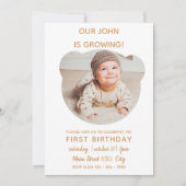 Bébé grandit - Ours Photo Cadre Invitation (Devant)