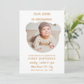 Bébé grandit - Ours Photo Cadre Invitation (Debout devant)