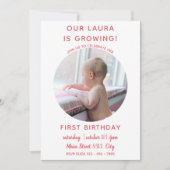 Bébé grandit - Simple invitation photo (Devant)