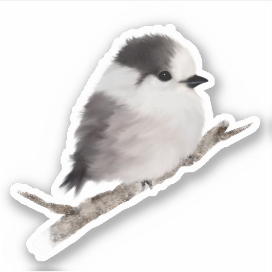 Bébé Gris Jay Oiseau Custom-Cut Vinyl Sticker (Devant)