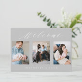 Bébé gris multi-photo faire-part bébé (Debout devant)