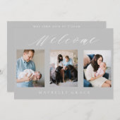 Bébé gris multi-photo faire-part bébé (Devant / Derrière)