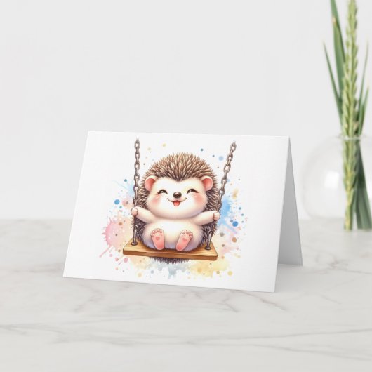 Bébé Hérisson Adorable Aquarelle Douce Carte Blanc (Devant)