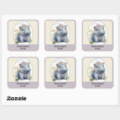 Bébé Hippo mignon J'Aime Lire Sticker Plaque De Li (Feuille)