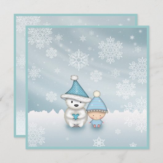 Bébé hiver mignonne Invitations de douche (Devant / Derrière)