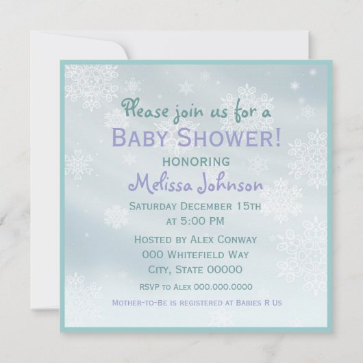 Bébé hiver mignonne Invitations de douche (Dos)