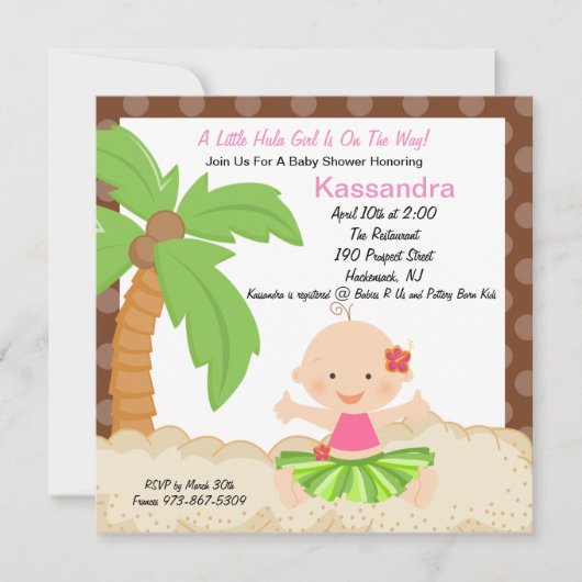 Bébé Hula Girl Baby shower Invitation (Devant)