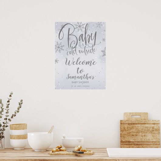 Bébé Il fait froid dehors Affiche de bienvenue Bab (Cuisine)