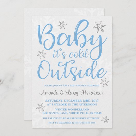 Bébé Il fait froid dehors Baby shower Invitation - (Devant / Derrière)