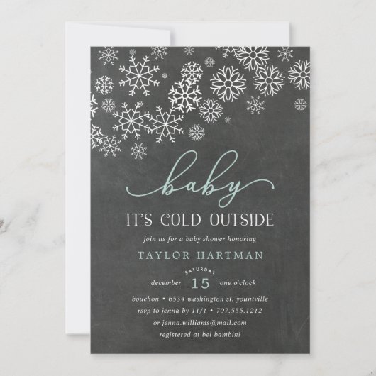 Bébé Il fait froid dehors Chalkboard Invitation do (Devant)