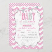 Bébé Il fait froid dehors Couples Roses Invitation (Devant / Derrière)