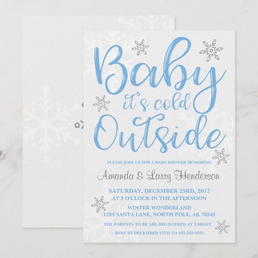 Bébé, il fait froid dehors Invitation Baby Shower (Devant / Derrière)