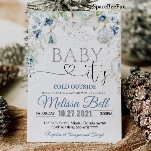 Bébé il fait froid dehors invitation Baby shower W
