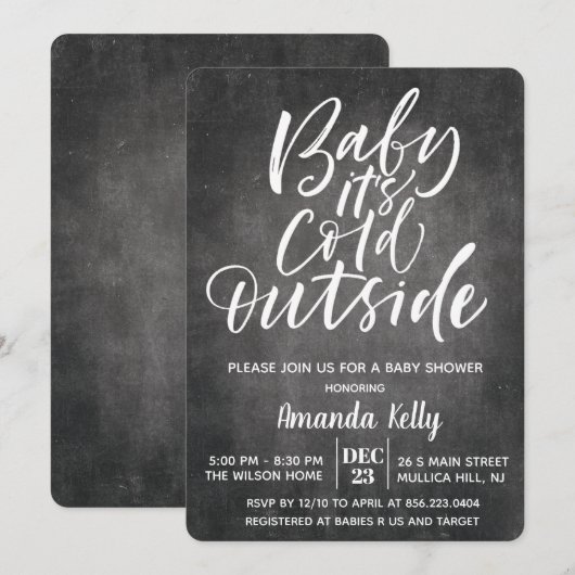 Bébé il fait froid dehors Invitation pour une baby (Devant / Derrière)