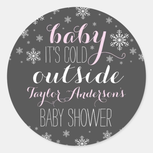 Bébé il fait froid dehors - Sticker Baby shower fi (Devant)