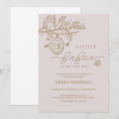 Bébé, Invitation Abeille, Fête Prénatale thème Abe (Devant / Derrière)