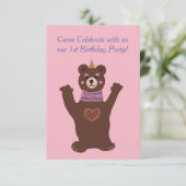 Bébé invitation anniversaire, ours (Debout devant)