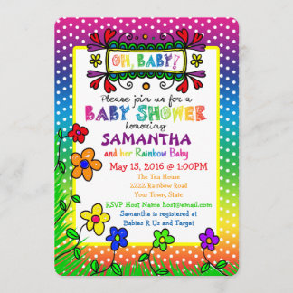 Bébé ! Invitation au Baby shower arc-en-ciel