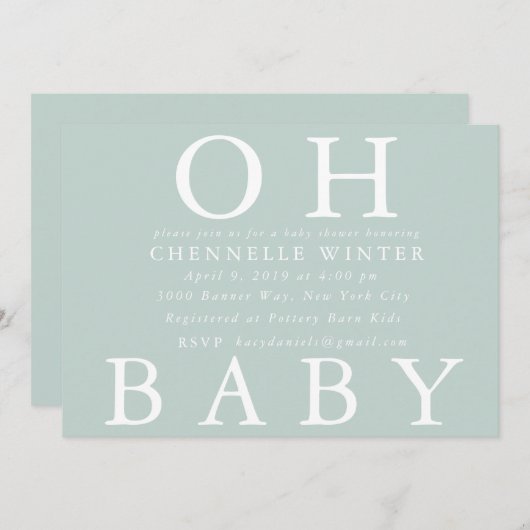 Bébé| Invitation Baby shower (Devant / Derrière)