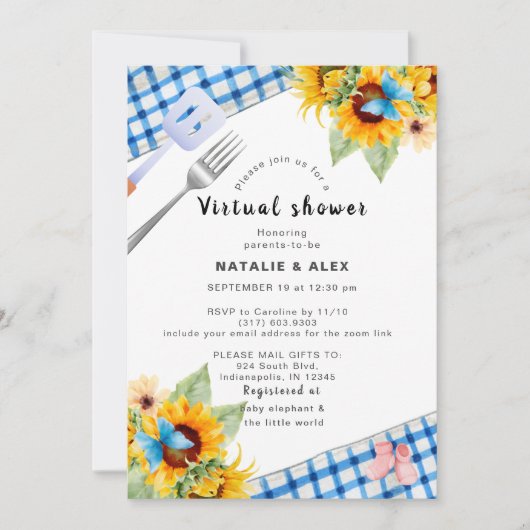 Bébé invitation de douche virtuelle bleu aditable (Devant)