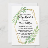 Bébé Invitation Douche été Gold Feuilles Party (Devant)