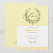Bebe - invitation française jaune de baby shower (Devant / Derrière)