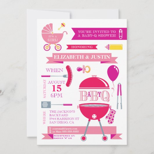 Bébé - invitation moderne de douche de BBQ (Devant)