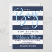 Bébé Invitations de douche, Bleu de marine (Devant)