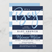 Bébé Invitations de douche, Bleu de marine (Devant / Derrière)