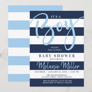 Bébé Invitations de douche, Bleu de marine