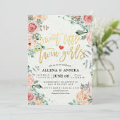 Bébé Invitations Douche Sweet Little Twin Girls (Debout devant)