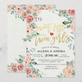 Bébé Invitations Douche Sweet Little Twin Girls (Devant / Derrière)