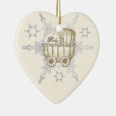 Bébé jaune Buggy SnowFlake ornement céramique (Droite)