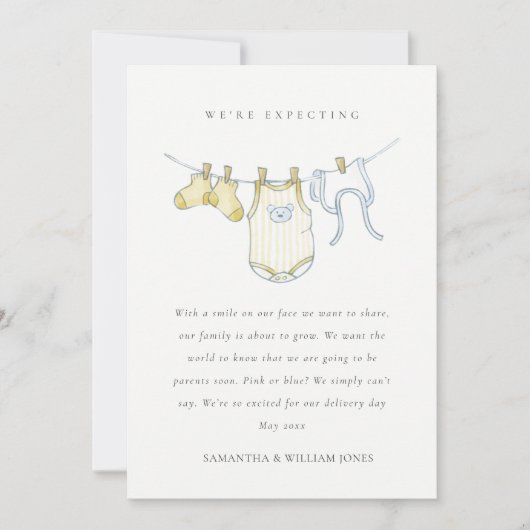 Bébé jaune Faire-part simple (Devant)