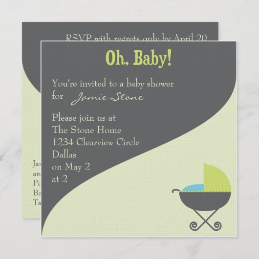 Bébé ! Jeu d'invitation de transport - Invitations (Devant / Derrière)