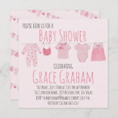 Bébé Jeune fille Douche invitation Vêtements en li (Devant / Derrière)