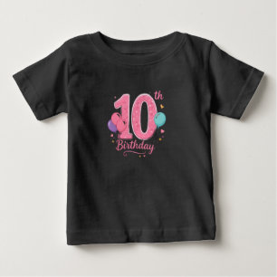 Bébé Joli T-Shirt Anniversaire Numéro Rose pour Filles