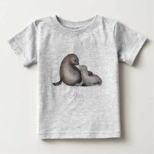 Bébé Joli T-shirt de phoques à fourrure pour la mère et (Devant)