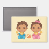 Bébé jumeaux garçon et fille aimant (Recto/Verso)