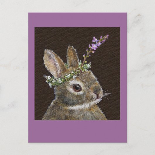 bébé lapin avec carte postale casquette fleur sauv (Devant)
