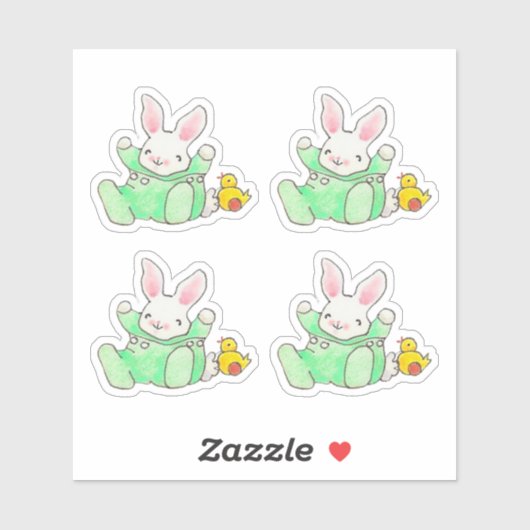 Bébé lapin avec chick Sticker (Feuille)