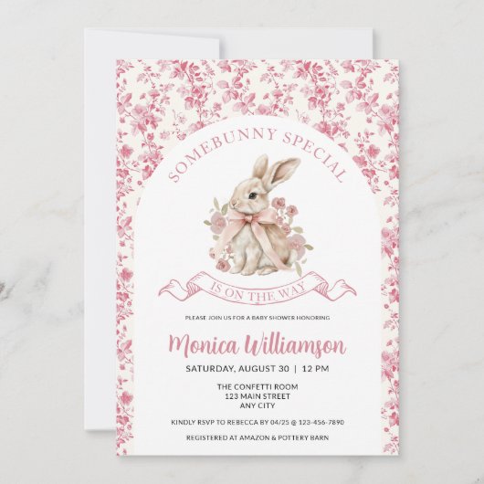 Bébé lapin Fille Douche Invitation Toile (Devant)