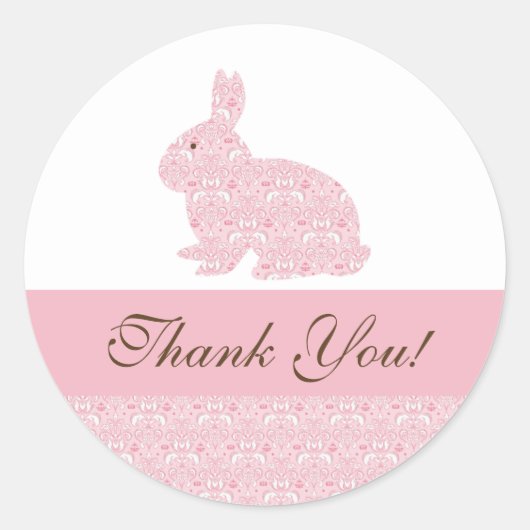 Bébé lapin lapin Baby shower Sticker Merci (Devant)