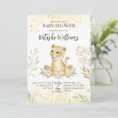 Bébé léopard jaune or brun baby shower invitation (Debout devant)